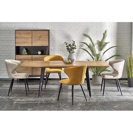 DICKSON 2 ausziehbarer Tisch 150-210/90 cm, Platte - natur, Beine - schwarz (2p=1Stk)