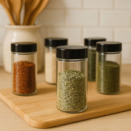 Drehbarer Gewürzständer ROTOR BLACK 20 Gläser + 72 Aufkleber