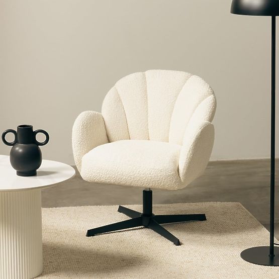 Drehstuhl Casablanca weiß, Bouclé