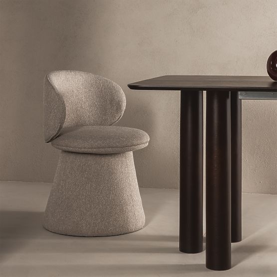 Drehstuhl Chamil beige-grau, abgerundet