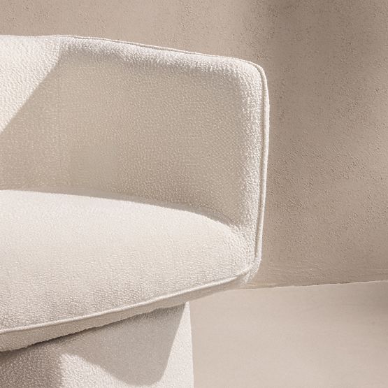 Drehstuhl One weiß, Bouclé