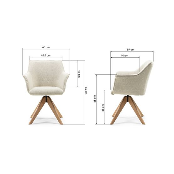 Drehstuhl Positano creme, Eiche