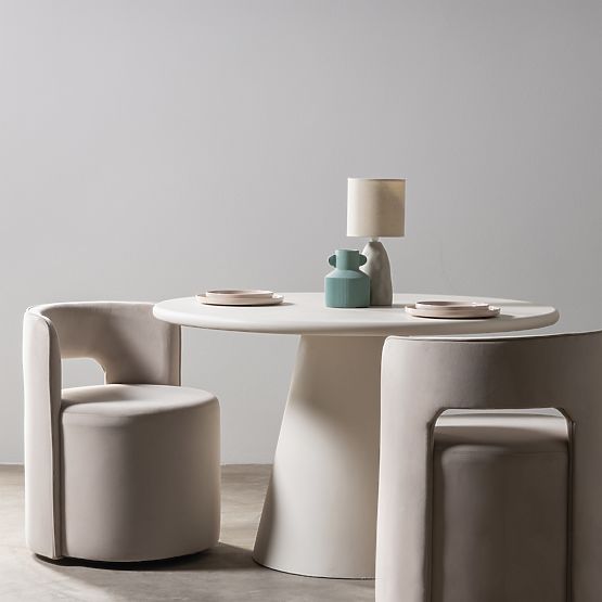 Drehstuhl Raval beige, samt, abgerundet