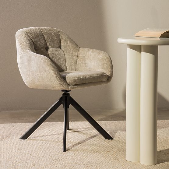 Drehstuhl Santos hellbeige/schwarze Beine