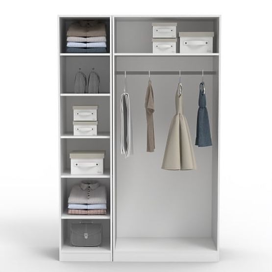 Drehtürenschrank Neroli, Spiegel/Bogenpaneel, weiß