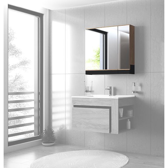 DUESA Spiegelschrank 80/2D Goldene Eiche (1p=1Stk)