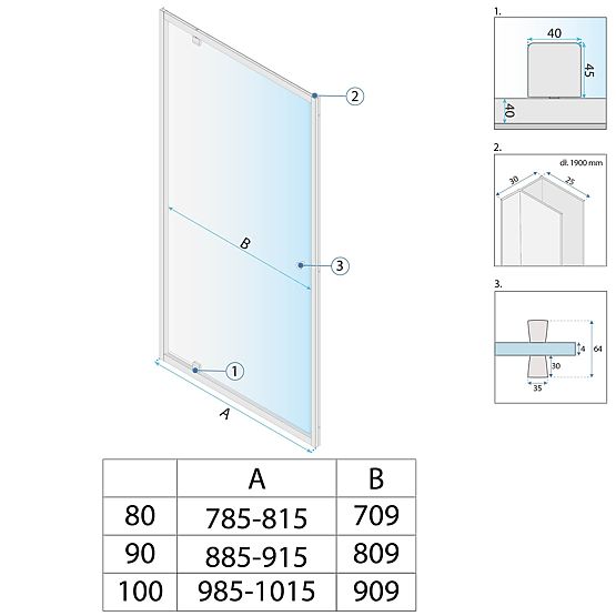 Duschabtrennung Rea Primo Swing 100 Chrom