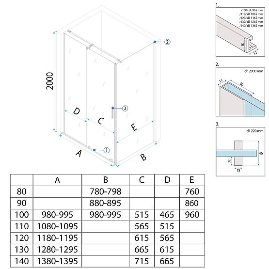 Duschkabine REA Montana Gebürstetes Gold 120x100
