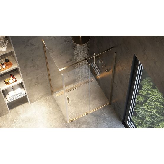 Duschkabine REA Montana Gebürstetes Gold 130x90
