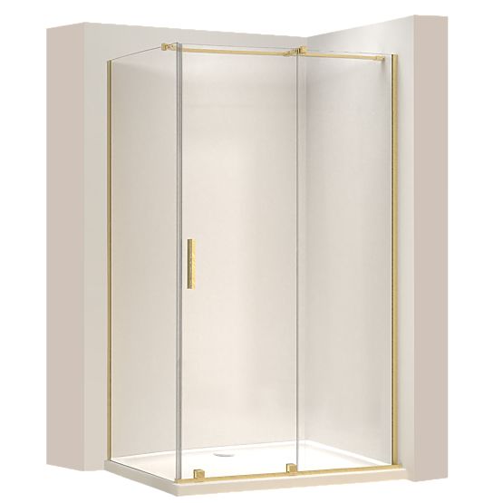 Duschkabine REA Montana Gebürstetes Gold 140x100