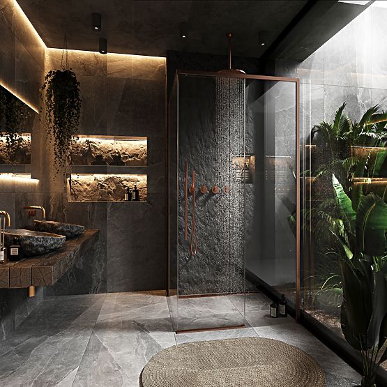 Duschkabine SOLAR Gebürstetes Kupfer 90x90