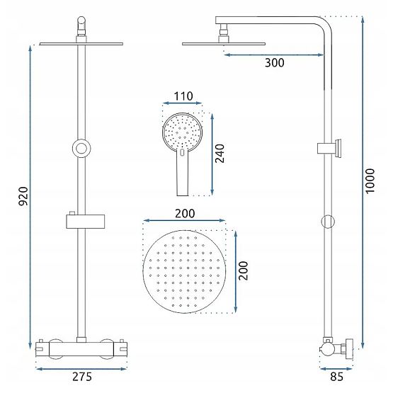 Duschset mit Thermostat REA Bliss gebürstetes Gold