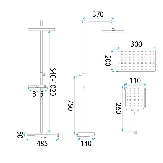 Duschset mit Thermostat REA Pedro Schwarz