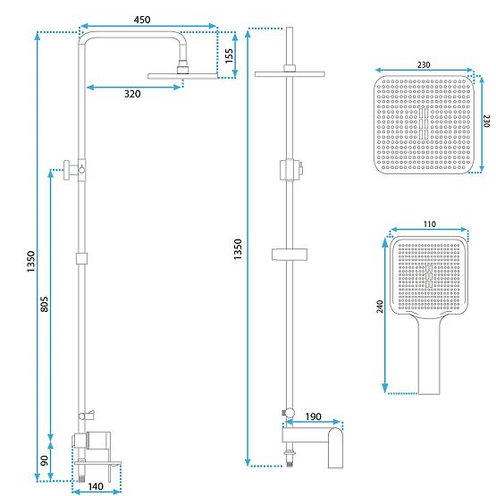Duschset REA STORM GOLD GEBÜRSTET