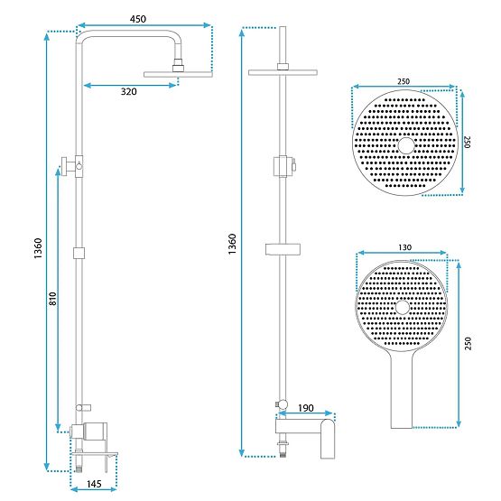 Duschset Rea Veneta Gebürstetes Gold