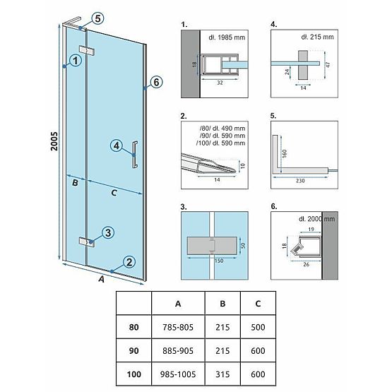 Duschtüren Rea Hugo 90 Kupfer Gebürstet