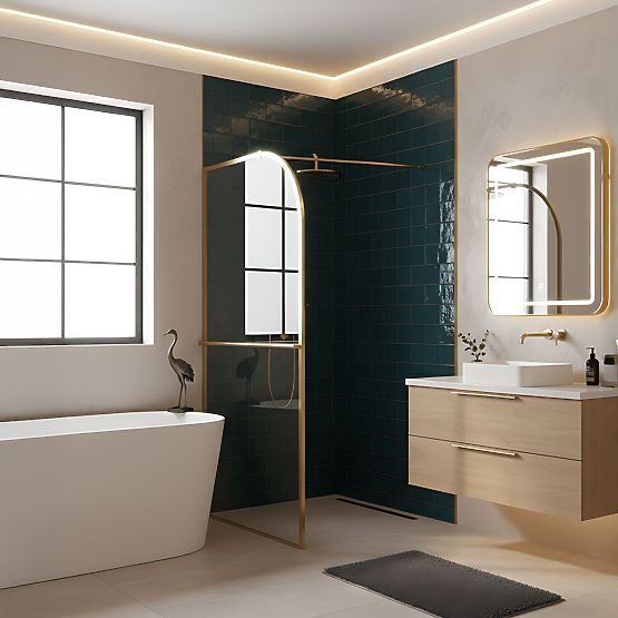 Duschwand Rea Sky Brush Gold 120