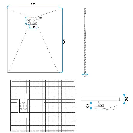 Duschwanne Magnum Schwarz 80x100