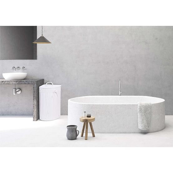 Eckiger Bambus-Wäschekorb mit weißem Deckel