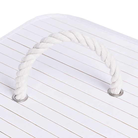 Eckiger Bambus-Wäschekorb mit weißem Deckel