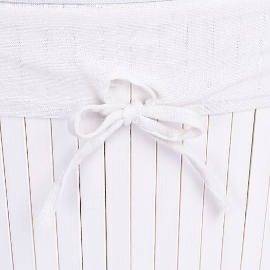 Eckiger Bambus-Wäschekorb mit weißem Deckel