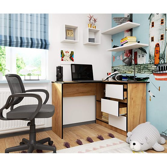 ECKSCHREIBTISCH B16 CLP RECHTS EICHE CRAFT / WEISS