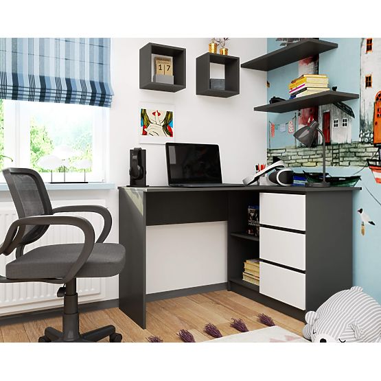 ECKSCHREIBTISCH B16 CLP RECHTS PK GRAU / WEISS