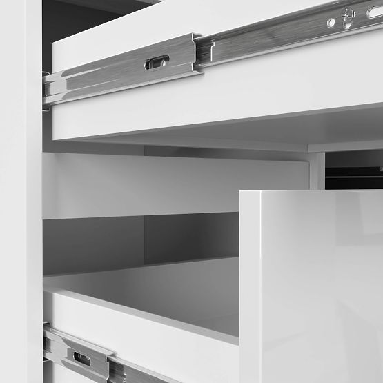 ECKSCHREIBTISCH B20 155 cm LINKS WEISS HOCHGLANZ