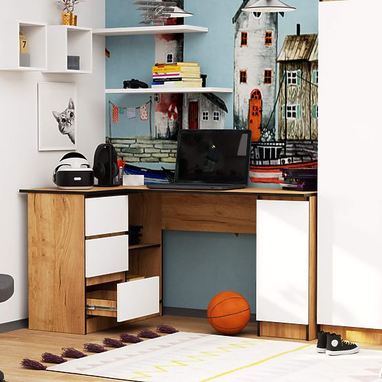 ECKSCHREIBTISCH B20 CLP LINKSHÄNDER PK EICHE CRAFT / WEISS