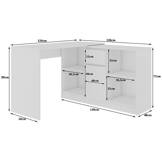 ECKSCHREIBTISCH - SET B-17 KOMMODE UND SCHREIBTISCH PK WEISS