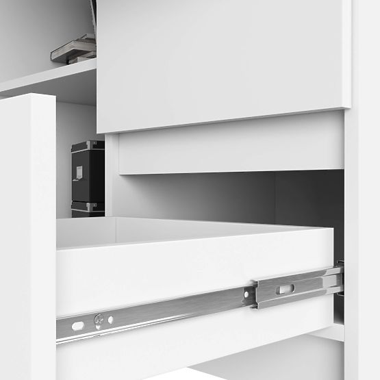 ECKTISCH B16 124 cm RECHTS 3 SCHUBLADEN PK WEISS