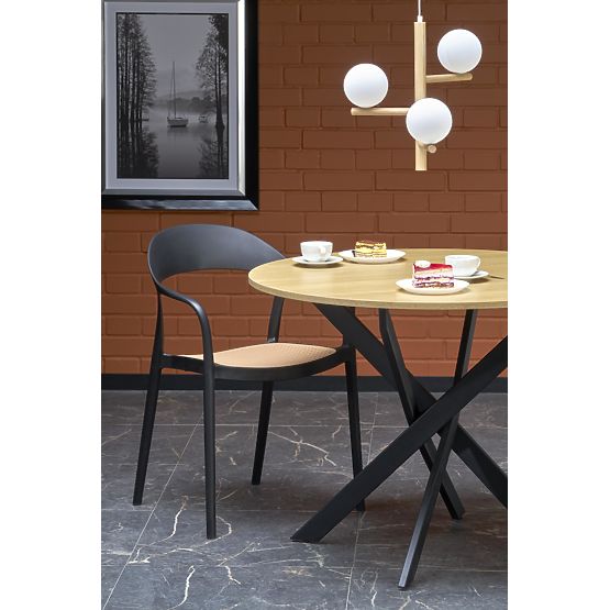 EDGAR Tisch, Platte - Goldene Eiche, Beine - Schwarz (2p=1Stk)