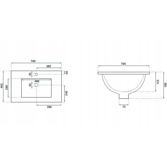 Einbauwaschbecken Rea Dafne 75