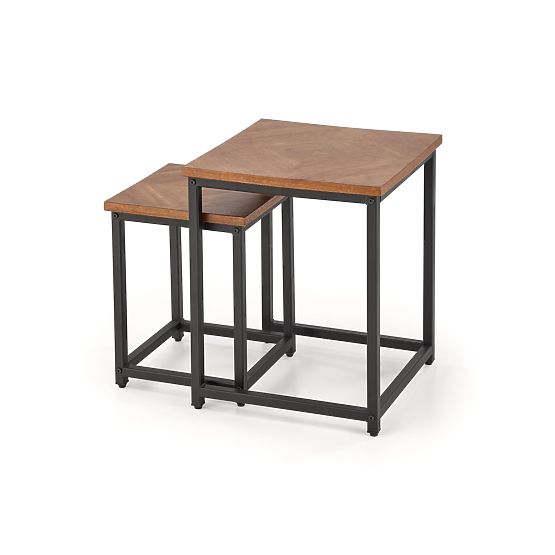 ELZA Set aus 2 Bänken, Nussbaum / Schwarz (1p=1 Stk)