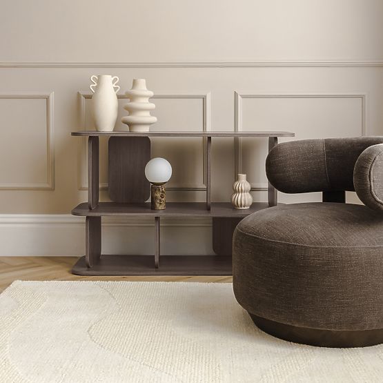 Entspannungssessel Dolce, runde Formen, braunes Espresso, Walnuss