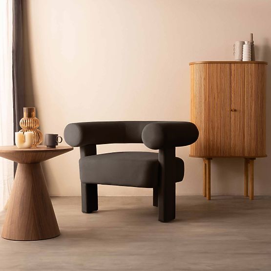 Entspannungssessel Hella braun, samtig, abgerundet