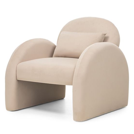 Entspannungssessel Rainbow hellbeige, samt, abgerundet