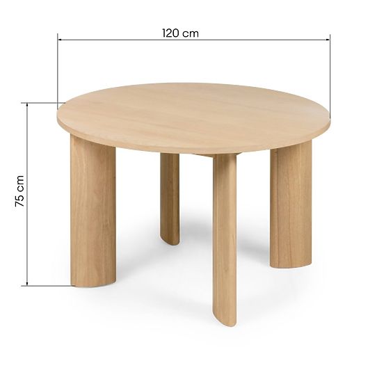 Esstisch Bali 120 cm, rund, cremeweiß