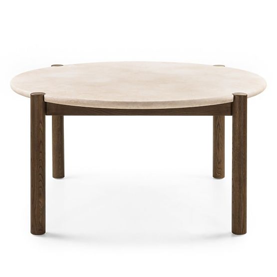 Esstisch Bruna, 150 cm, rund, Eiche Mocha/Marmor Cream