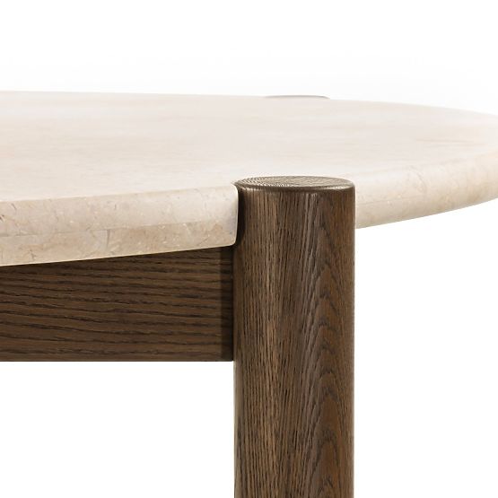 Esstisch Bruna, 150 cm, rund, Eiche Mocha/Marmor Cream