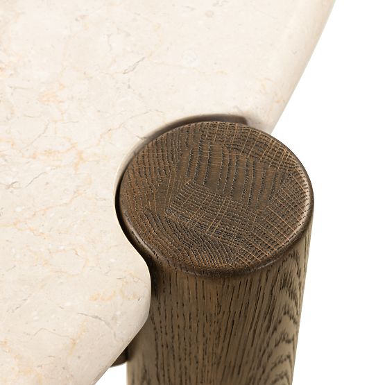 Esstisch Bruna, 150 cm, rund, Eiche Mocha/Marmor Cream