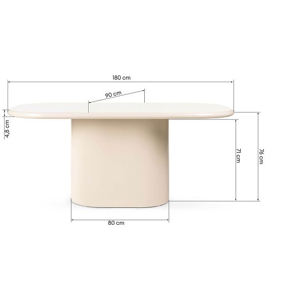 Esstisch Modesto 180 cm, hellbeige, glänzend