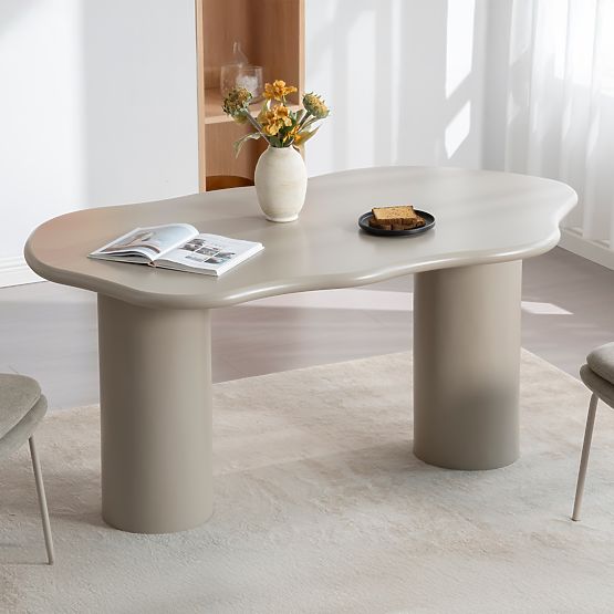 Esstisch Muse 160 cm, dunkel beige, abgerundete Formen