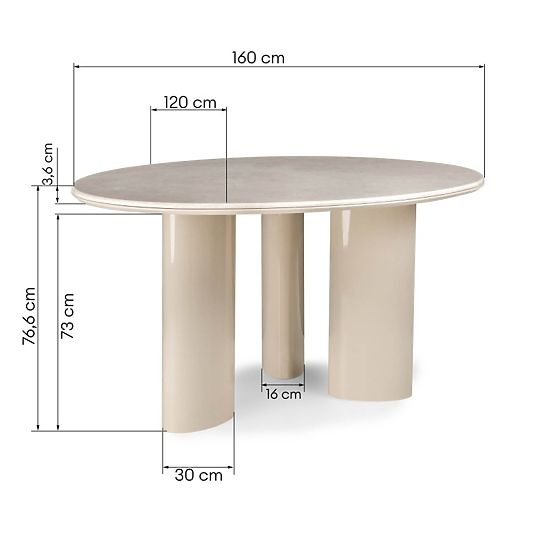 Esstisch Rio 160 cm, hellbeige/Marmor