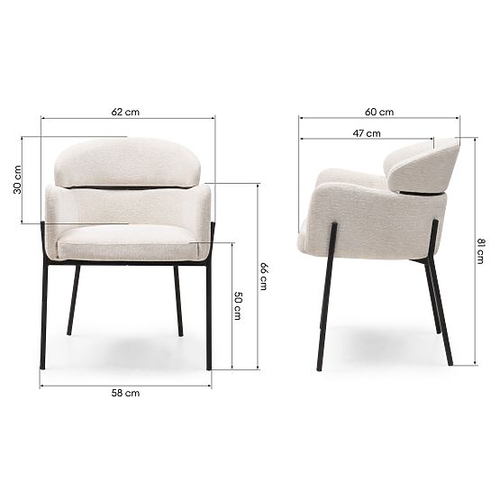 Esszimmerstuhl Granda, Ecru/Schwarze Beine