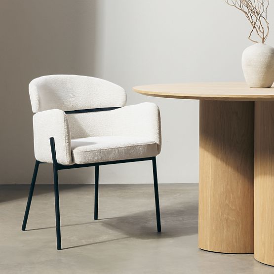 Esszimmerstuhl Granda, Ecru/Schwarze Beine