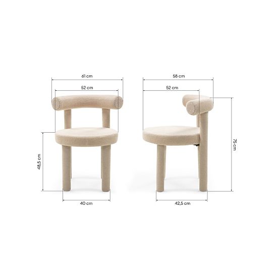 Esszimmerstuhl Pedro 2.0, beige, Bouclé
