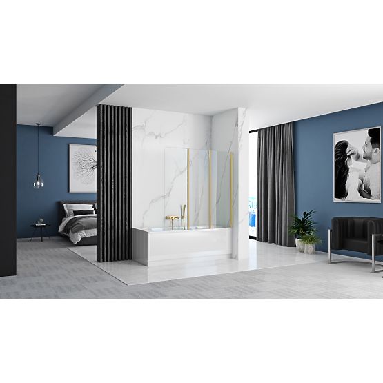 Faltbare Badewannenabtrennung Rea Agat-3 120 GOLD GEBÜRSTET