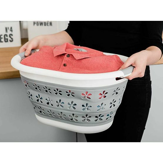 Faltbare ovale Schüssel 50 x 37 cm weiß-grau OVAL COMPACT 25L