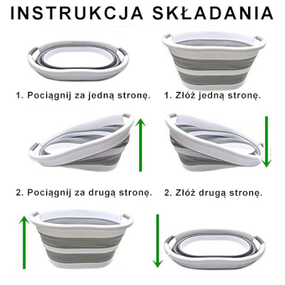 Faltbare ovale Schüssel 50 x 37 cm weiß-grau OVAL COMPACT 25L